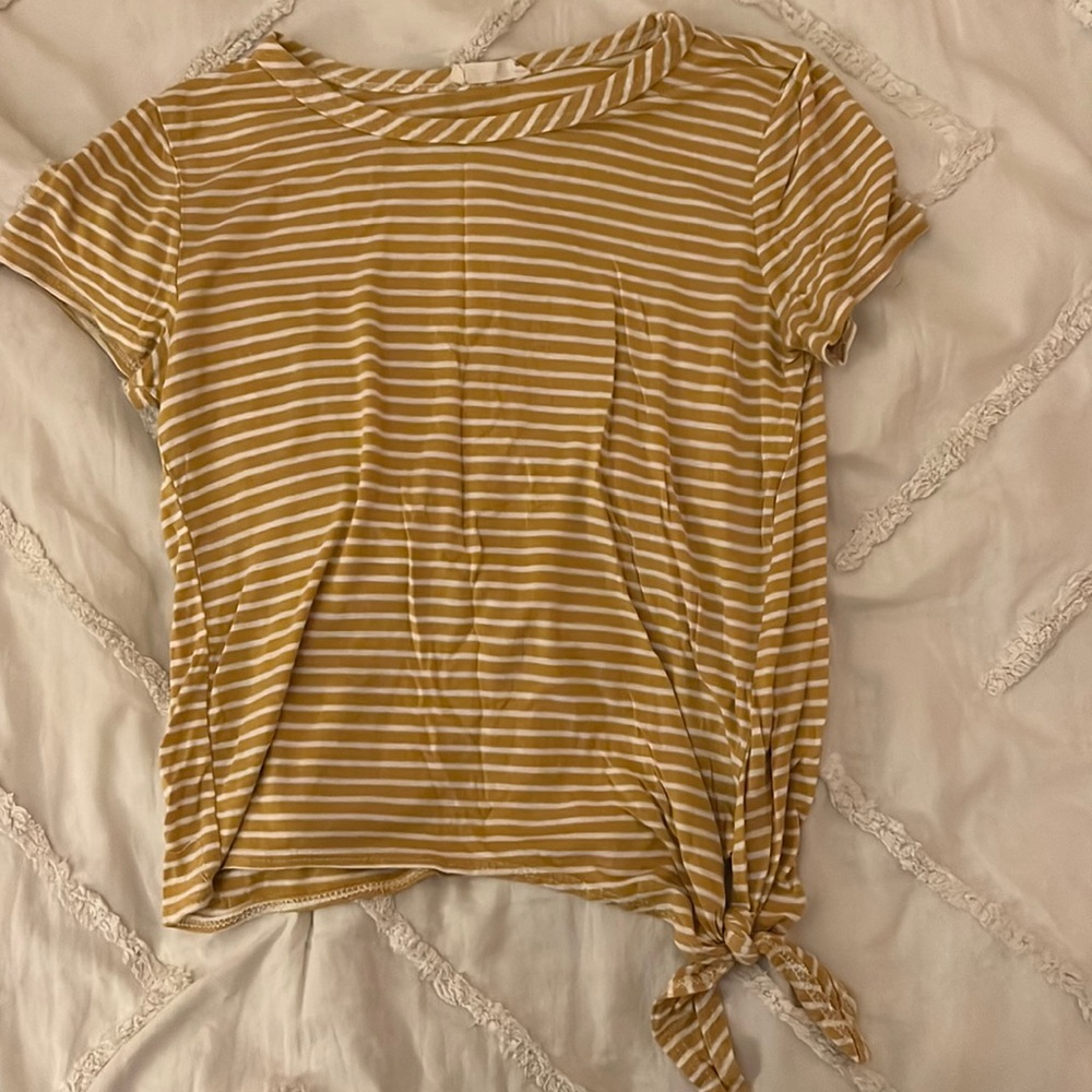 Yellow and White Striped Top - Size Small